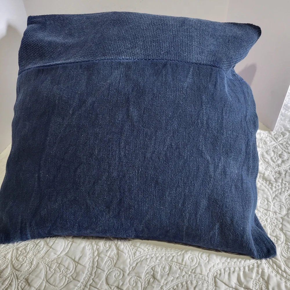 West Elm Lush Velvet Blue Pillow Cushion Cover 24x24 Contemporary Zipper